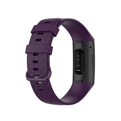 Fitbit Charge 3 & 4 siliconen diamant pattern bandje - Maat: Small - Donker paars