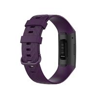 Fitbit Charge 3 & 4 siliconen diamant pattern bandje - Maat: Small - Donker paars - thumbnail