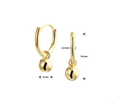 TFT Creolen Met Hangers Bolletjes Geelgoud Glanzend 1.3 mm x 11 mm TFT Creolen Met Hangers Bolletjes Geelgoud Glanzend 1.3 mm x 11 mm
