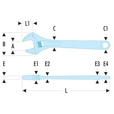 Facom verstelbare moersleutel, gefosfateerd 12 - 113A.12T