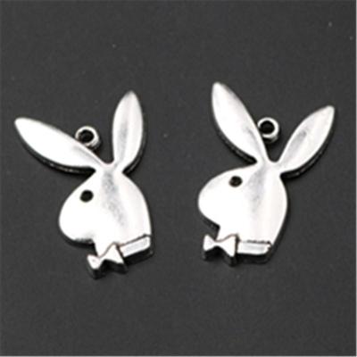100St antiek zilver knappe konijn gentleman charme oorbel ketting DIY sieraden legering Hangers A792