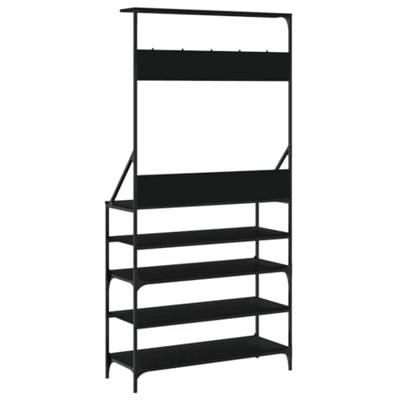VidaXL Kledingrek met schoenenrek 90x34x184 cm zwart