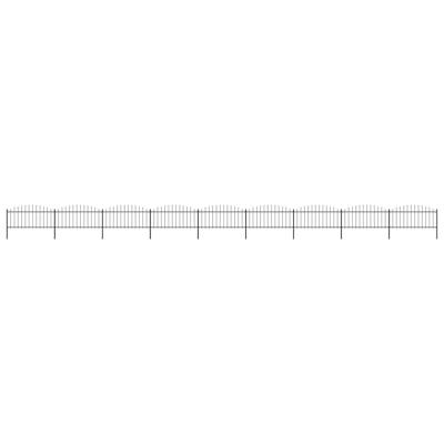 Tuinhek met speren bovenkant (0,5-0,75)x15,3 m staal zwart