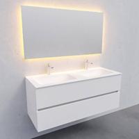 Badkamermeubel Solid Surface AQS Oslo 120x46 cm Dubbel Mat Wit Boss & Wessing - thumbnail