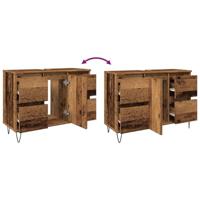 Badkamerkast 80x33x60 cm bewerkt hout oud houtkleurig - thumbnail