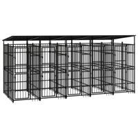 Hondenkennel met dak 9,22 m² staal - thumbnail
