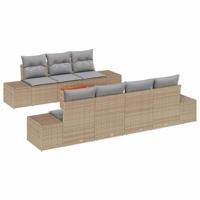 Tuinbankenset met opslag 8 pcs Beige en Licht Grijs poly rattan - thumbnail
