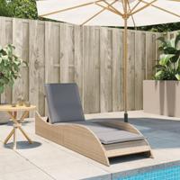 Ligbed met kussen 60x205x73 cm poly rattan beige - thumbnail