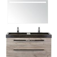 Seville Badmeubelset 120 cm - 2 Laden Craft Oak - Wastafel Lucca Dubbel met Sence Spiegel - thumbnail