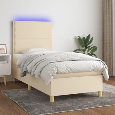 Boxspring met matras en LED stof crèmekleurig 100x200 cm