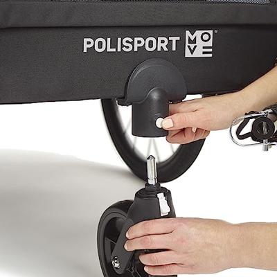 Polisport kindertrailer met wandelkit grijs/blauw - thumbnail