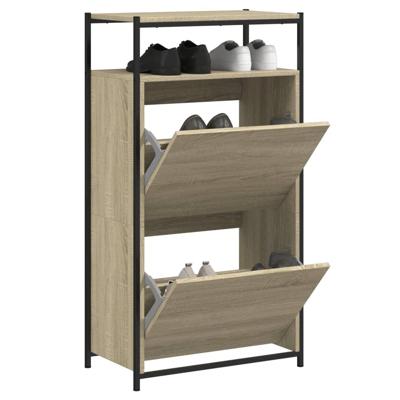 Schoenenkast 60x34x112 cm bewerkt hout sonoma eikenkleurig Schoenenkast 60x34x112 cm bewerkt hout sonoma eikenkleurig