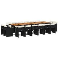 17-delige Tuinset met kussens poly rattan zwart - thumbnail