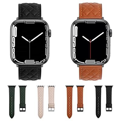 Leren bandje met diamant patroon - Donkergroen - Geschikt voor Apple Watch 38mm / 40mm / 41mm / 42mm