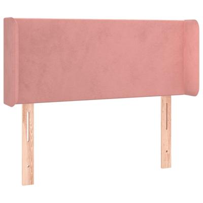 Hoofdbord met randen 203x16x118/128 cm fluweel roze - thumbnail