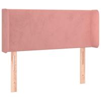Hoofdbord met randen 103x16x118/128 cm fluweel roze - thumbnail