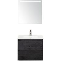 Dante Badmeubelset 60 cm - Black Oak - Keramische Wastafel Wit Cover met Sence Spiegel - thumbnail