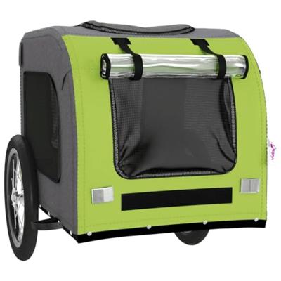 Hondenfietstrailer oxford stof en ijzer groen en grijs - thumbnail