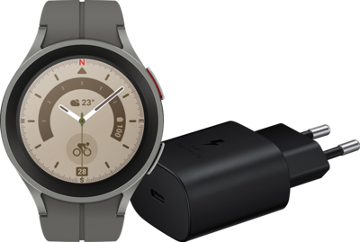 Samsung Galaxy Watch5 Pro 4G Grijs 45mm + Oplader Zwart