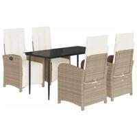 5-delige Tuinset met kussens poly rattan beige - thumbnail
