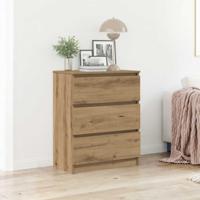 Dressoir 60x35x76 cm bewerkt hout artisanaal eikenkleur - thumbnail