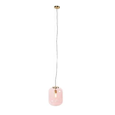 QAZQA Art Deco hanglamp messing met roze glas - Bliss