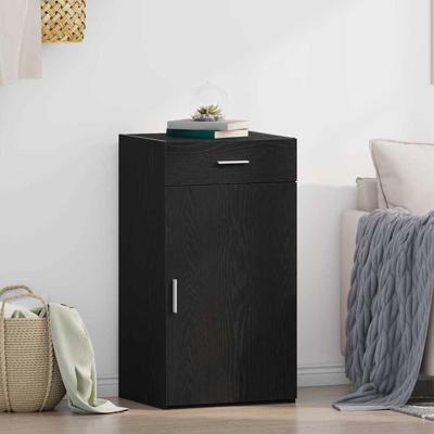 Dressoir met lade Zwart eiken 50 x 42,5 x 93 cm Bewerkt hout