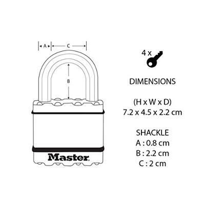 Masterlock 45mm laminated steel padlock - zinc outer treatment with brass finish - M1BEURD