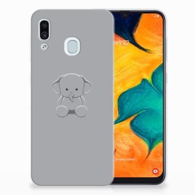 Samsung Galaxy A30 Telefoonhoesje met Naam Grijs Baby Olifant Samsung Galaxy A30 Telefoonhoesje met Naam Grijs Baby Olifant