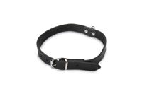 Lederen honden halsband zwart - 57 cm x 20 mm - thumbnail