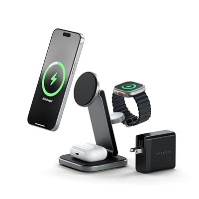 Satechi 3-in-1 Inklapbare Qi2 draadloze oplaad stand - Space Gray