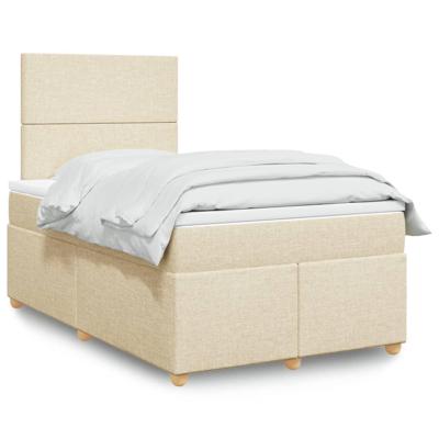 Boxspring met matras stof crèmekleurig 120x200 cm - thumbnail