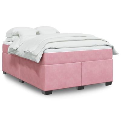 Boxspring met matras fluweel roze 140x190 cm