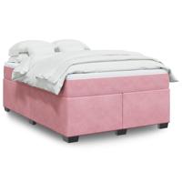 Boxspring met matras fluweel roze 140x190 cm - thumbnail
