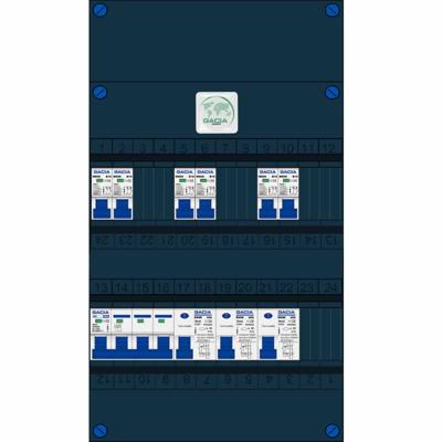 6 groepenkast 3 fase 400V 3 aardlekschakelaars 6 groepen hoofschakelaar 40A Gacia