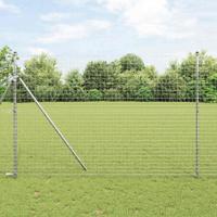 VidaXL Hek met paal zilver 1,5 x 10 m staal en pvc - thumbnail