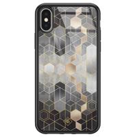 iPhone X/XS glazen hardcase - Grey cubes - thumbnail