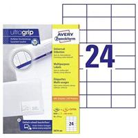 Avery-Zweckform 3474-200 70 x 37 mm Papier Wit 5280 stuk(s) Permanent hechtend Universele etiketten 220 vel DIN A4 - thumbnail