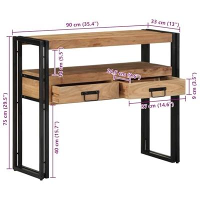 Wandtafel met lade Bruin 90 x 33 x 75 cm Massief acaciahout