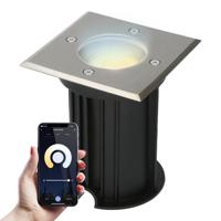 Smart WiFi grondspot vierkant Ramsay RVS WW-CW IP67 - thumbnail