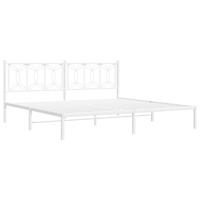Bedframe met hoofdbord metaal wit 193x203 cm - thumbnail