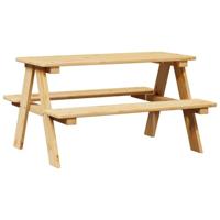Kindertafel met banken 90x79,5x50 cm massief hout - thumbnail