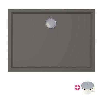 Douchebak Xenz Mariana | 110x80x4 cm | Incl.Afvoersifon-Chroom | Acryl | Rechthoekig | Antraciet mat Douchebak Xenz Mariana | 110x80x4 cm | Incl.Afvoersifon-Chroom | Acryl | Rechthoekig | Antraciet mat
