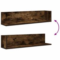 Wandschappen 2 st 75x16,5x16,5 cm bewerkt hout gerookt eiken - thumbnail