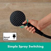 Hansgrohe Badrandmengkraan Met Stopkraan En Handdouche Vernis Blend 2-gats Mat Zwart - thumbnail