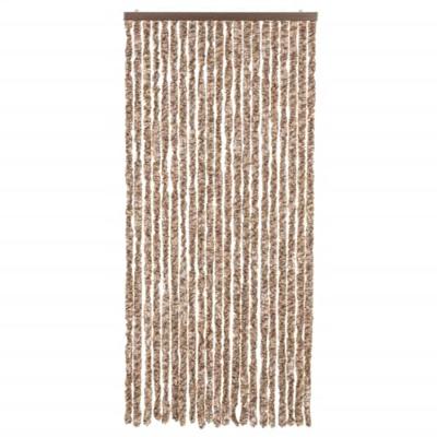 VidaXL Vliegengordijn 90x200 cm chenille beige en donkerbruin