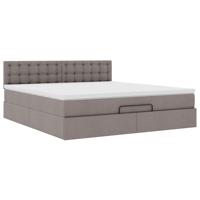 Ottoman bed met matras 200x200 cm stof taupe - thumbnail