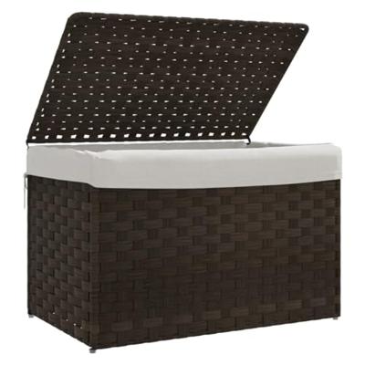 VidaXL Wasmand met deksel 55,5x35x34 cm poly rattan donkerbruin - thumbnail