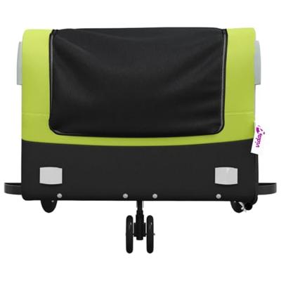 VidaXL Fietstrailer 45 kg ijzer zwart en groen - thumbnail