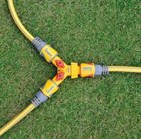 Hozelock dubbele kraanverbinder met afsluiters - thumbnail